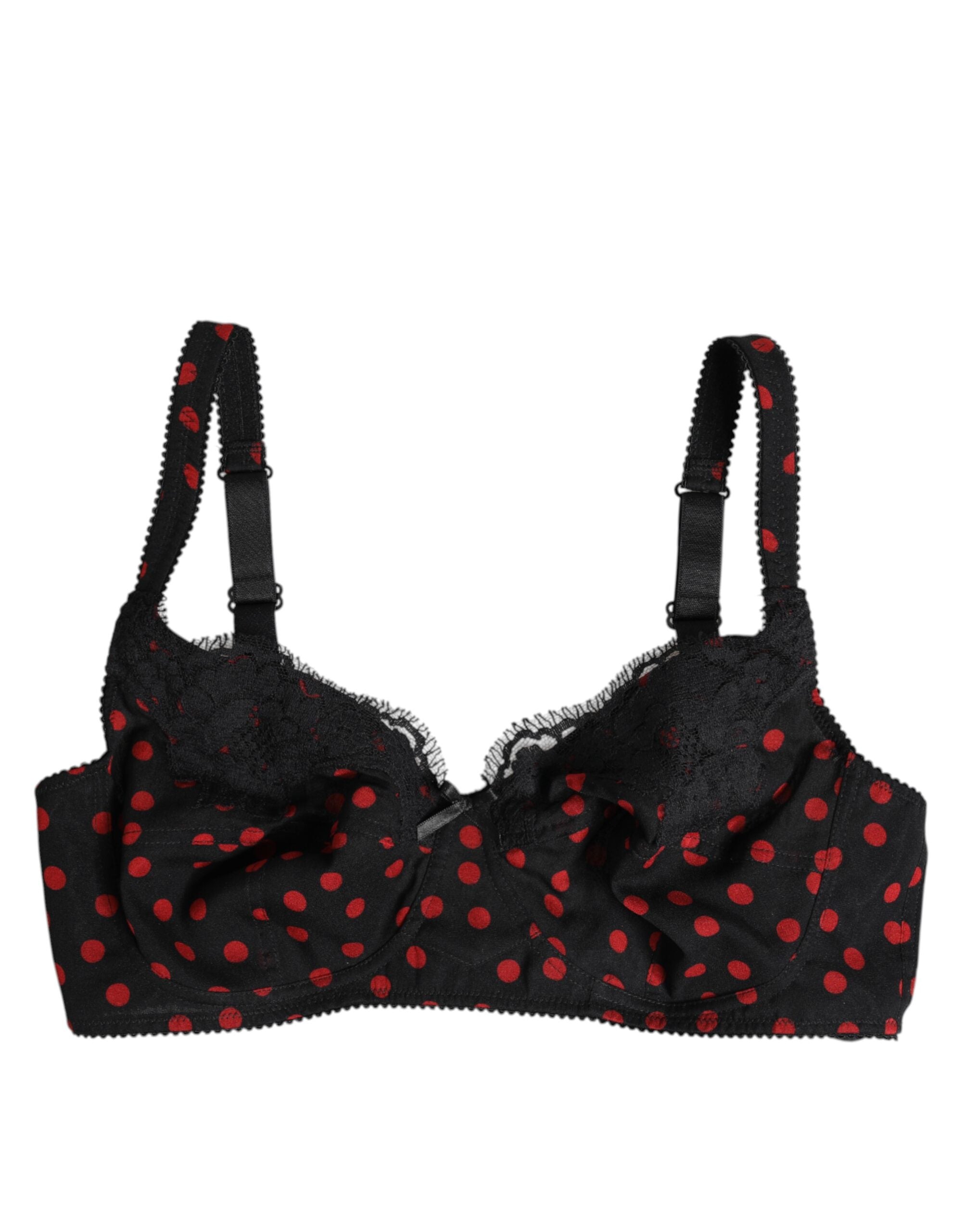 Dolce & Gabbana Black Red Polka Dot Underwired Balconette Underwear